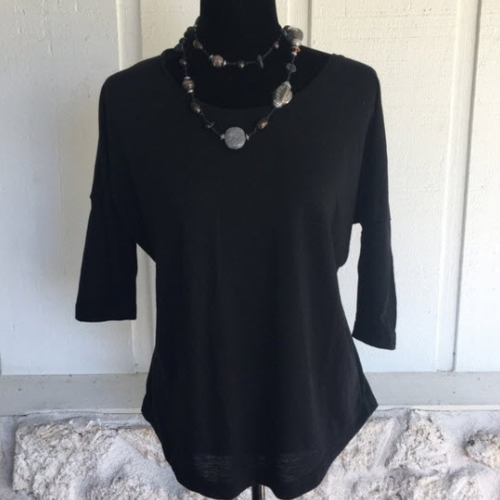 DONATED Cotton On black dolmen 3/4 sleeve top - Picture 1 of 8